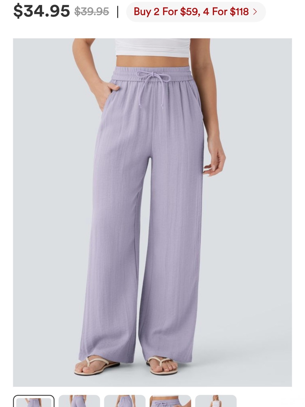 HALARA linen Wide-Leg Drawstring Trousers bundle